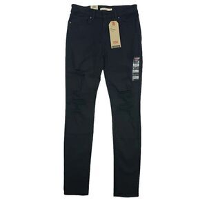 NWT Levis 711 Skinny Ripped Mid Rise Black Jeans